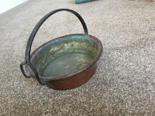 Handmade Arts Crafts Copper Pot Pan With Hand Forged Handle