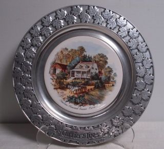 Currier Ives Carson Pewter 10.  5 Plate Summer American Homestead Barn Horse/wagon