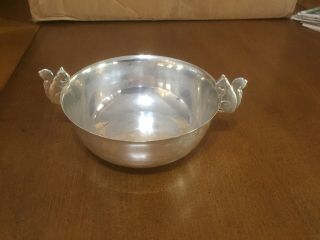 Wallace M632 Silver Plate Nut Bowl Dish Squirrel Handles Vintage