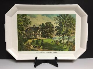 Vtg Serving Tray England Summer Scene Currier & Ives Waverly Products Euc