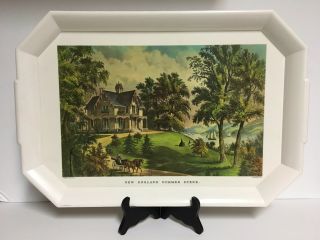 Vtg Serving Tray England Summer Scene Currier & Ives Waverly Products EUC 2