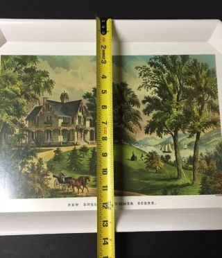 Vtg Serving Tray England Summer Scene Currier & Ives Waverly Products EUC 5