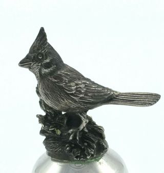 Danbury Bell Silverplate Pewter Songbird Bell Cardinal Redbird Bird 2