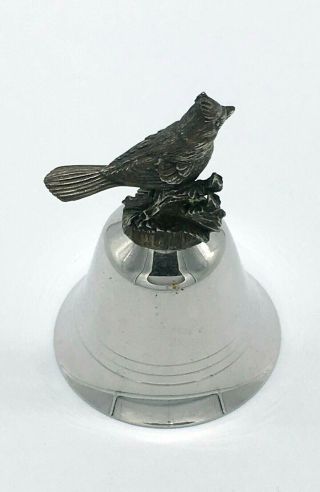 Danbury Bell Silverplate Pewter Songbird Bell Cardinal Redbird Bird 4