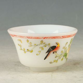 Chinese Glaze Handmade Exquisite Flowers & Birds Bowl W Qianlong Mark My1164