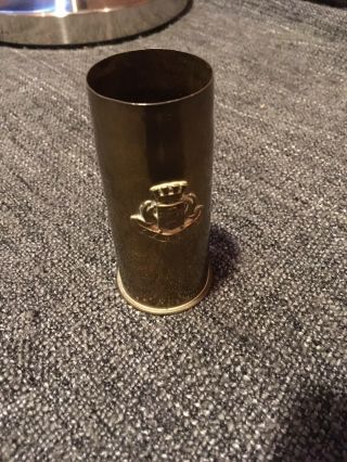 Antique WW1 Trench Art Spent Shell With A Calais Badge To The Front VGC 3