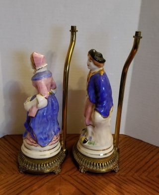 Vintage Figural Porcelain French Woman Man Lamp Bases Parts 4