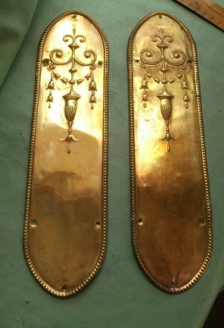 Two Art Nouveau Brass Door Finger Plates