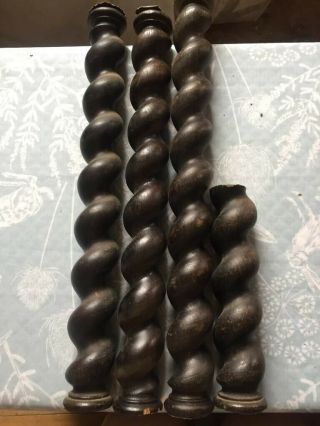 4 X Old Barley Twist Spindles/spares Different Sizes