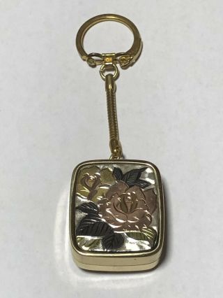 Vintage Japan Music Box Musical Keychain Floral Sankyo Key Chain
