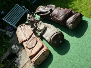 3 Vintage Hickory Era Golf Bags Antique Old Golf Memorabilia (c)