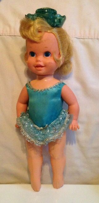 Vintage 1969 Mattel Baby Dancerina Ballerina Plastic Dancing Doll Tutu Blonde