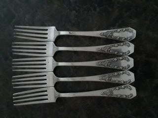 Carolina Silverplate Dinner Forks Qty.  5 No Monogram But Imperfections