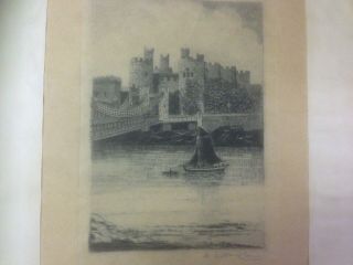 Antique Royal Academy Artists Proof Signed Engraving Conway Castle