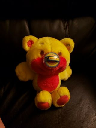 Nosy Bear Plush Yellow Hotrod Racecar Bubble Nose 1987 Playskool Stuffed Teddy 2