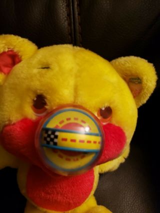 Nosy Bear Plush Yellow Hotrod Racecar Bubble Nose 1987 Playskool Stuffed Teddy 3