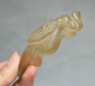 3.  6 " Ancient Hongshan Culture Old Yellow Crystal Carved Eagle Birds Sculpture