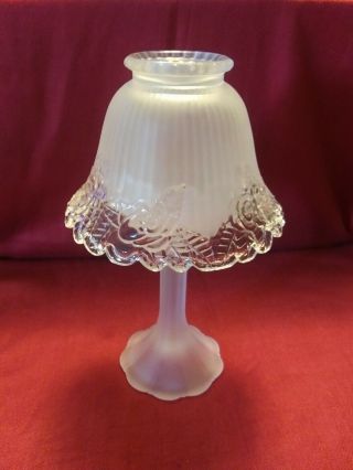 Homco Home Interiors Frosted Glass 2 Piece Lamp Candle Holder