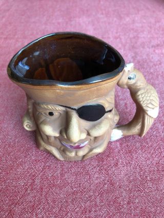 Vintage Pirate Coffee Mug Cup 1970’s Parrot Handle Eye Patch