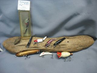 Vintage/antique Fishing Lures - 8 Lures - Heddon - Fishback - Hula Popper - Thornwood,  Ny
