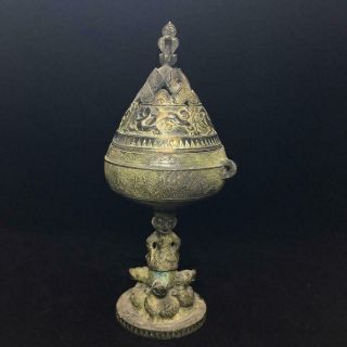 Chinese Antique Old Bronze Tibetan Buddhism Incense Burner