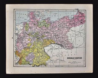 1892 Crowell Kirkpatrick Map - Germany - Prussia Bavaria Berlin Munich Frankfurt