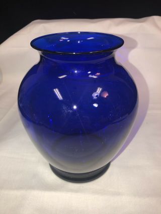 Vintage Libbey Large Deep Cobalt Blue Glass Vase L On Bottom