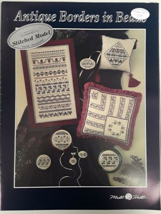 Two BORDERS IN BEADS Mill Hill Cross Stitch Pattern booklets.  PASTEL & ANTIQUE 2