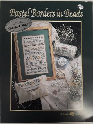 Two BORDERS IN BEADS Mill Hill Cross Stitch Pattern booklets.  PASTEL & ANTIQUE 5