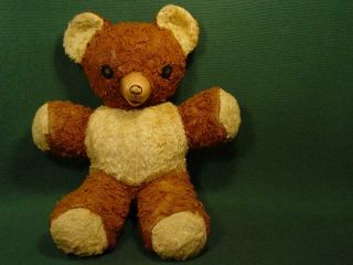 Darling Vintage 1950s Stuffed Plush 12 " Teddy Bear With Rubber Face