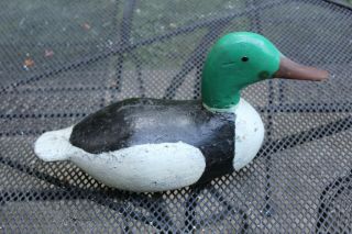 Antique Duck Decoy Wood Carved Folk Art Hand Painted
