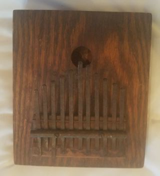 Antique Kalimba Thumb Piano Wood 1 1/2 " X 6 1/2 " X 7 1/2 " 11 Key