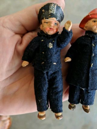 2 Vintage old Celluloid 1 Policeman & 1 fireman Dolls Germany 3 