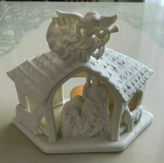 Partylite O Little Town Bisque Porcelain Nativity Tealight Candle Holder P7312