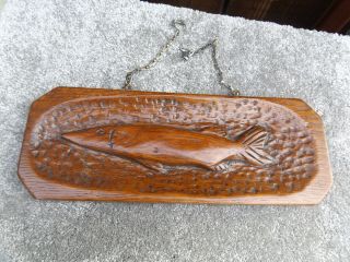 Vintage Hand Carved Primitive Folk Art Wooden Fish Wall Hanging