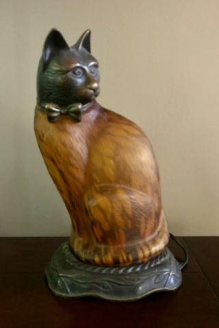 Amber Art Glass and Bronze Cat Lamp 1996 Tin Chi Andrea by Sadek 5