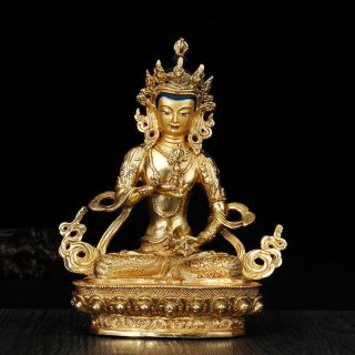 8.  5 " Asian Antique Tibet Copper Gilt Hand Painting Vajrasattva Buddha Statue