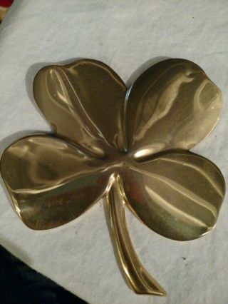 Vtg Gerity 24k Gold Plated 4 Leaf Clover Paper Weight Or Wall Mount 1984 Plaque