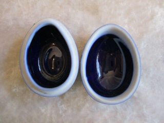 Porcelain Limoge Cobalt Blue Castel Figures Egg - Shaped Miniature Trinket Dish 6