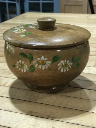 Vintage Myrtlewood Handcrafted Wood Bowl / Container With Lid