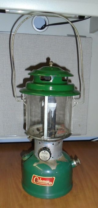 Vintage Green Coleman 228f Two Mantle Lantern Gas Pressure Camp Light