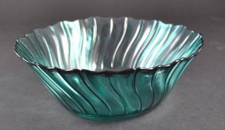 Jeannette Ultramarine Blue Green Depression Glass Swirl Salad Bowl About 9 "