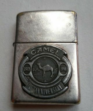 1997 Zippo Lighter - Camel Cigarettes - 85th Anniversary - Antique Silver Plate