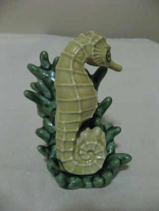 Madison Ceramic Art Studio Yellow Seahorse And Green Coral Salt Pepper Shakers