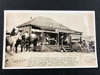 Langtry Texas Judge Roy Bean Saloon Western Law Enforcement Antique Postcard