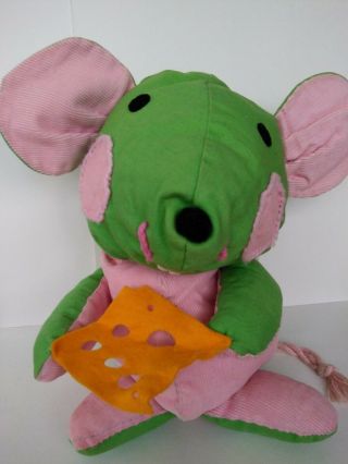 Vintage Avon Stuffed Animal Mouse Plush 70s Mouse Lovey Pink Green Handmade