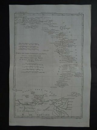 1780 Bonne Atlas Map Lesser Antilles - Windward & Leeward Islands - Isles Vent
