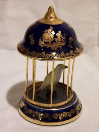Limoges Blue & Gold Victorian Bird Cage,  Made In France