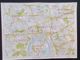 London Hammersmith Ealing Holland Park Vintage 1964 Geographia Street Map 9 " X12 "