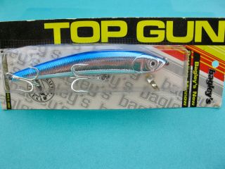 Vintage Large Bagley Top Gun - Blue On Silver Chrome - Unfished In Package